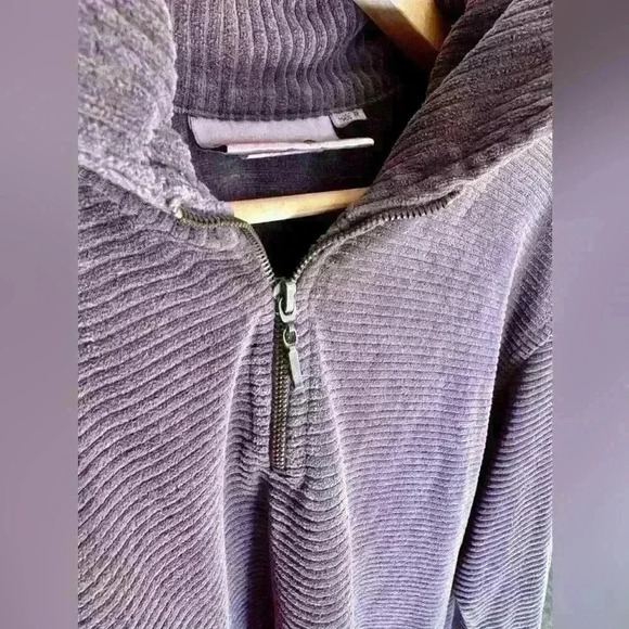 Cotton Stuff Purple  1/4 Zip Up Corduroy Lightweight Jacket, Made in USA, Size L - Picture 3 of 7